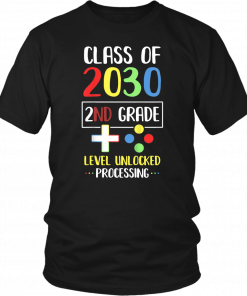 Class Of 2030 2nd Grade Level Unlock Gaming Back Go School T-Shirt