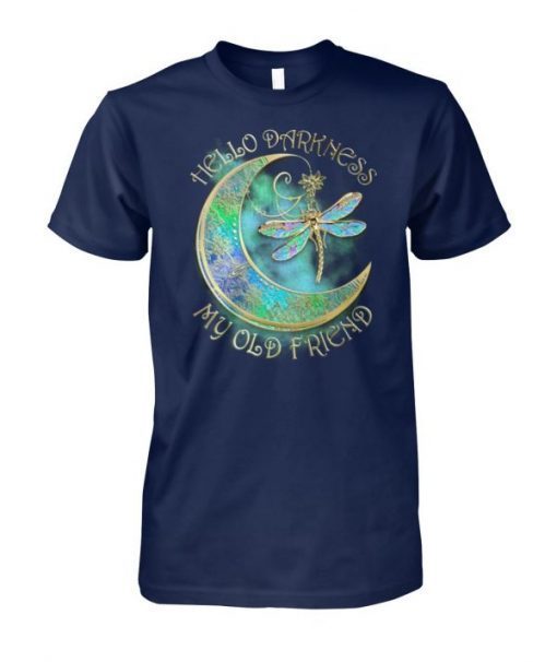 Hippie hello darkness my old friend moon and dragonfly shirt and men’s tank top T-Shirt