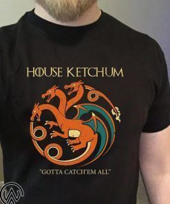House ketchum gotta catch’em all shirt and women’s v-neck T-Shirt