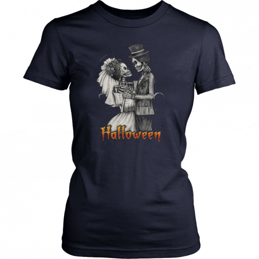 Original Halloween Wedding Day In OctoberBride And Groom Funny Shirt