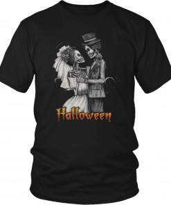 Original Halloween Wedding Day In OctoberBride And Groom Funny Shirt