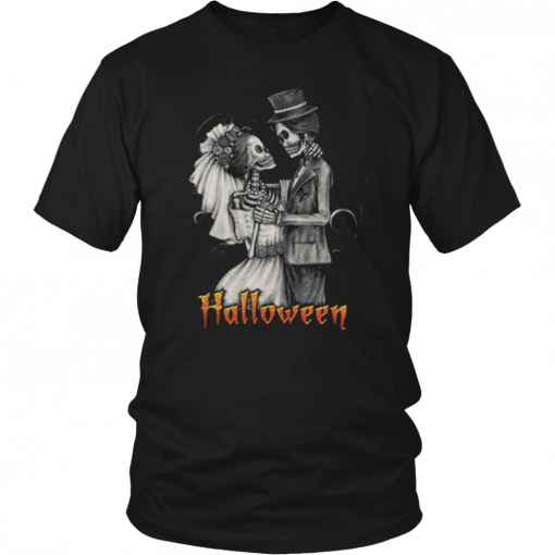 Original Halloween Wedding Day In OctoberBride And Groom Funny Shirt