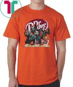 Buy Funny Halloween Horror Characters Drinking Dr Pepper T-Shirt