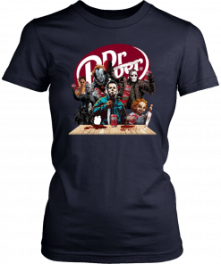 Horror Characters Drinking Dr Pepper Funny Halloween T-Shirt