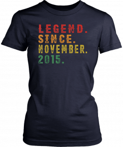 4th Birthday Gifts Vintage Retro Legend Since November 2015 T-Shirt