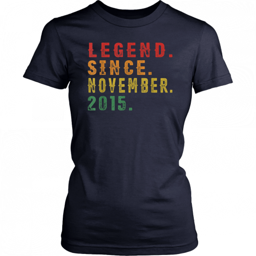 4th Birthday Gifts Vintage Retro Legend Since November 2015 T-Shirt