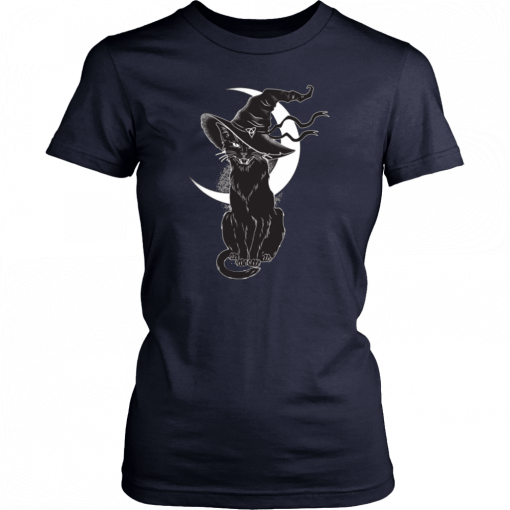 Black Cat Witch Moon Unisex T-Shirt