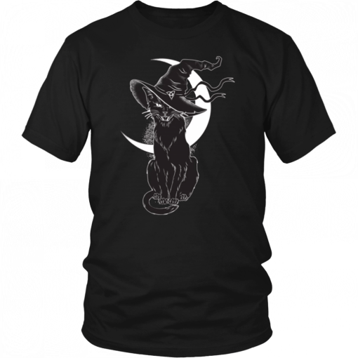 Black Cat Witch Moon Unisex T-Shirt