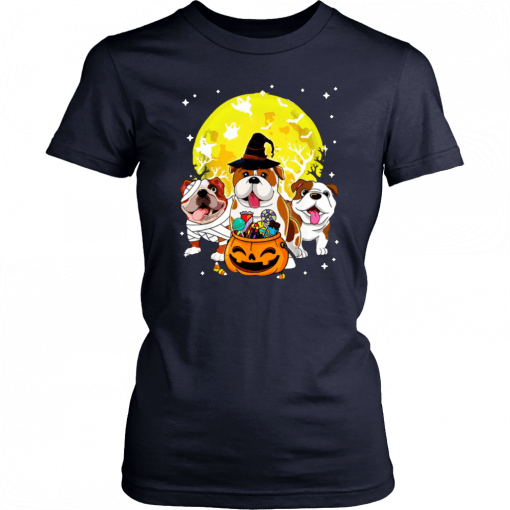 Buy Bulldog Mummy Witch Dog Moon Ghosts Halloween T-Shirt