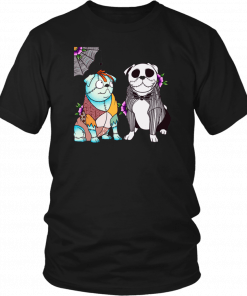 Bulldog sally and jack skellington halloween T-Shirt