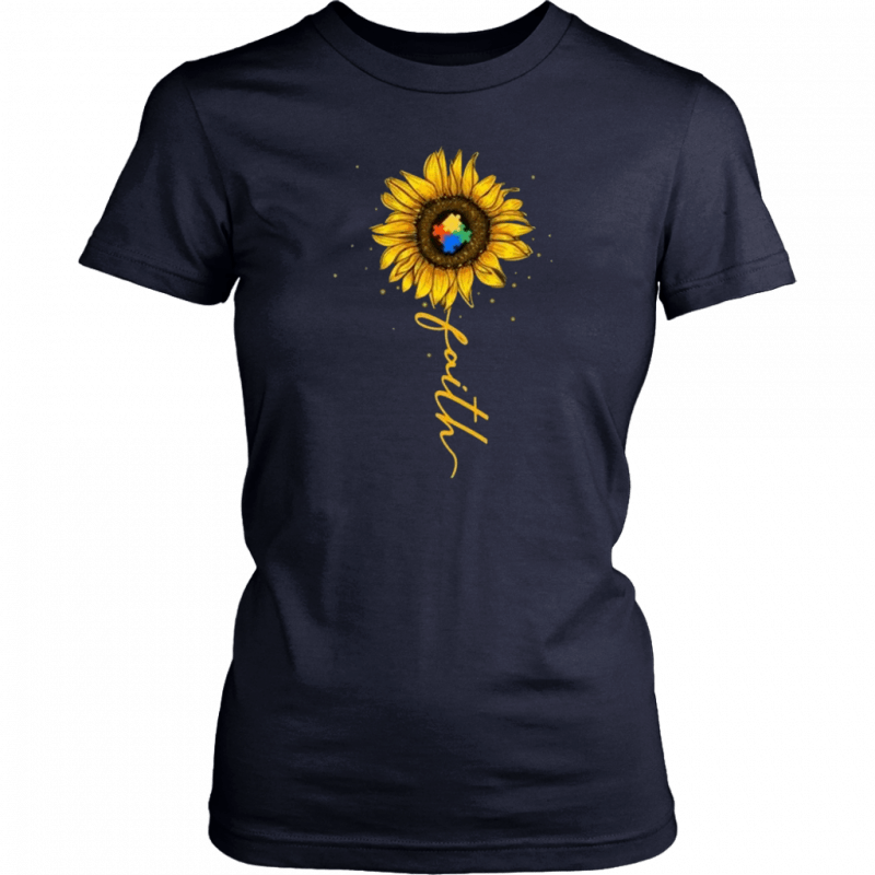 Faith Sunflower Autism Awareness Meaningful Gift T-Shirt