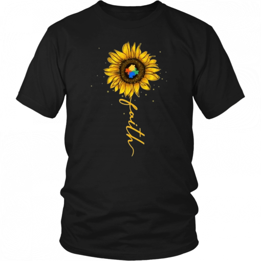 Faith Sunflower Autism Awareness Meaningful Gift T-Shirt