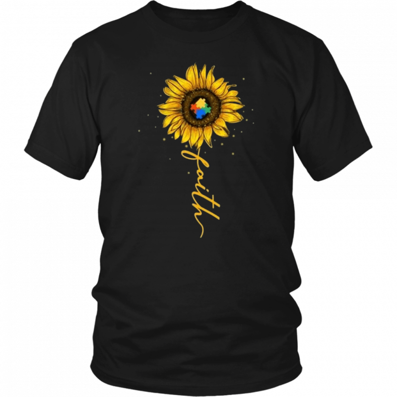 Faith Sunflower Autism Awareness Meaningful Gift T-Shirt