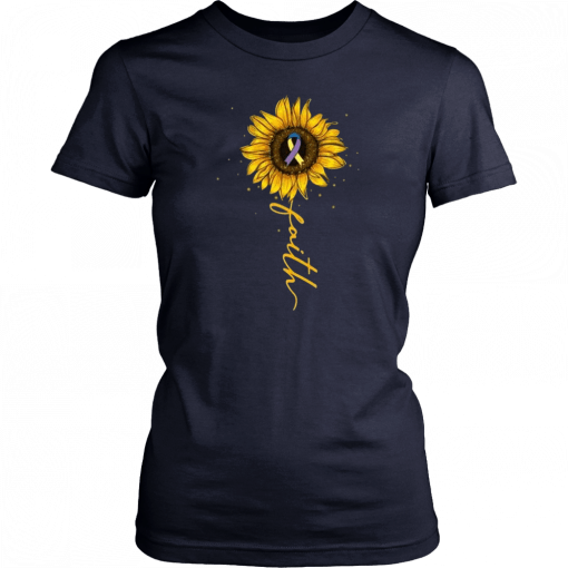 Faith Sunflower Bladder Cancer Awareness T-Shirt