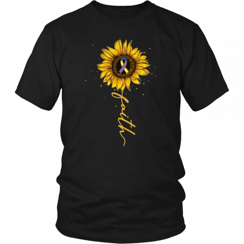 Faith Sunflower Bladder Cancer Awareness T-Shirt