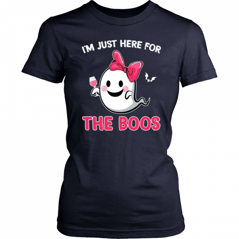 I'm Just Here For The Boos Ghost In Pink Ribbon Halloween Costume T-Shirt