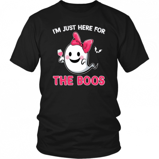 I'm Just Here For The Boos Ghost In Pink Ribbon Halloween Costume T-Shirt