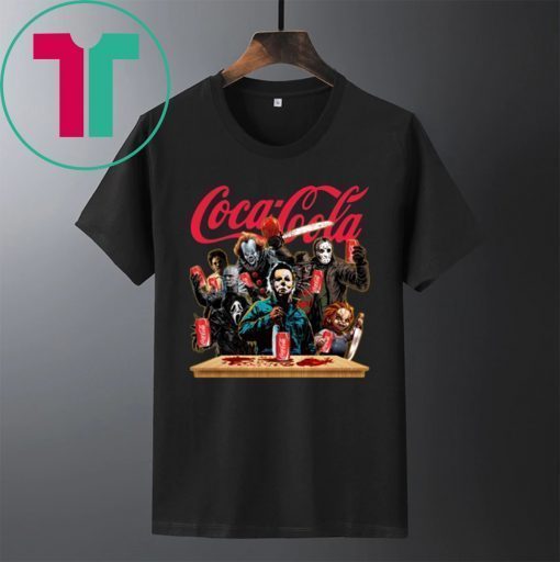 Horror Characters Drinking Coca Cola T-shirt Funny Halloween Gift T-Shirt