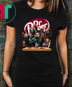 Funny Halloween Horror Characters Drinking Dr Pepper T-Shirt