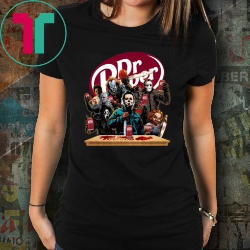 Funny Halloween Horror Characters Drinking Dr Pepper T-Shirt