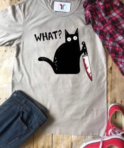 What Black Cat Holding Knife Unisex T-Shirt