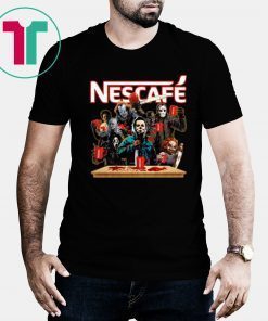 Buy Horror Characters Drinking Nescafe T-shirt Funny Halloween