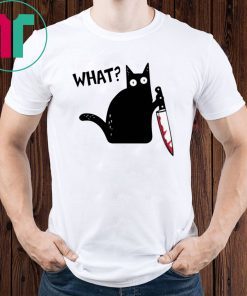 What Black Cat Holding Knife Funny Halloween Classic T-Shirt