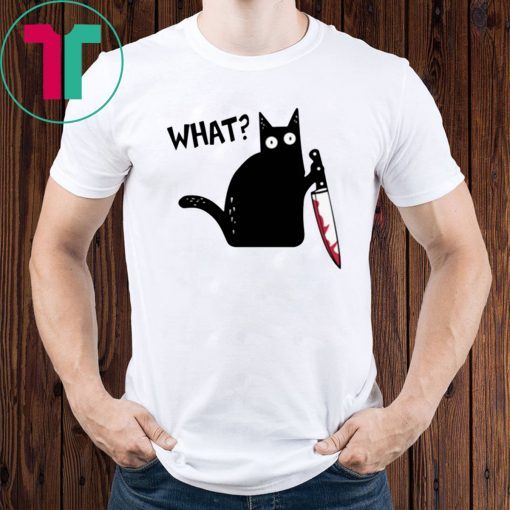 What Black Cat Holding Knife Funny Halloween Classic T-Shirt