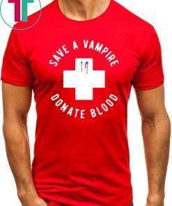 Original Save A Vampire Donate Blood Funny Halloween T-Shirt