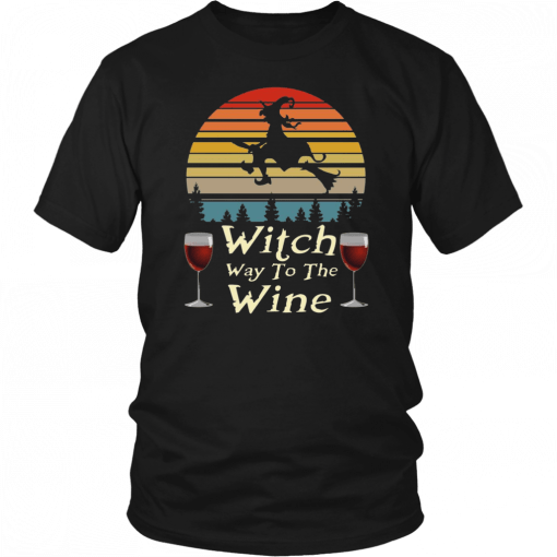 Vintage Witch Way To The Wine Halloween T-Shirt