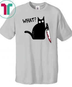 What Black Cat Holding Knife Funny Halloween Classic T-Shirt