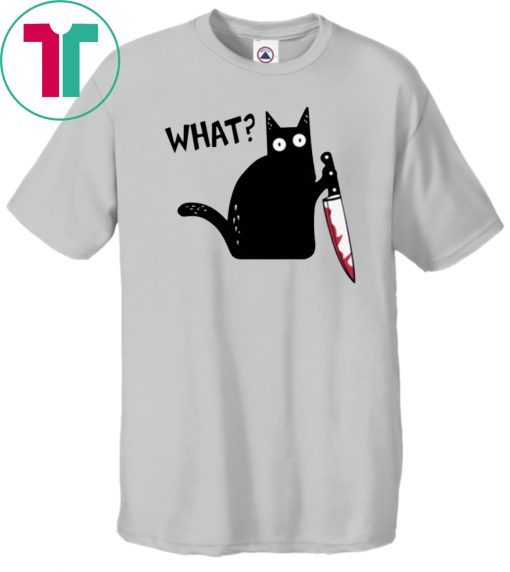 What Black Cat Holding Knife Funny Halloween Classic T-Shirt