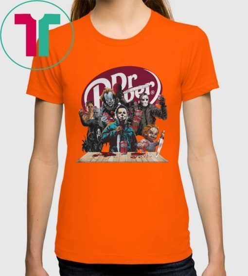 Buy Funny Halloween Horror Characters Drinking Dr Pepper T-Shirt