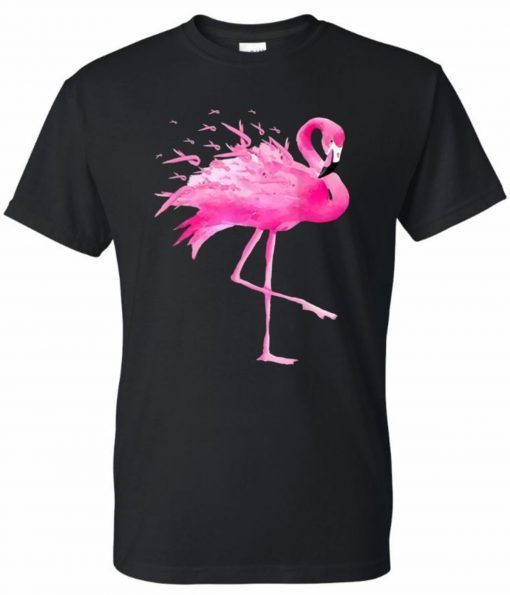 Flamingo Breast Cancer ribbon shirt
