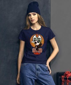 Jack Skellington Holding Hockey Stick Edmonton Oilers T-Shirt