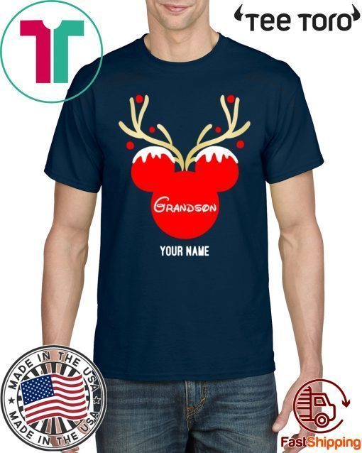 Custom Name Grandson Mickey Reindeer Family Christmas Shirt Classic Tee