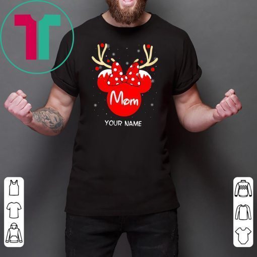 Custom Name Minnie Reindeer Mom Family Christmas Funny T-Shirt