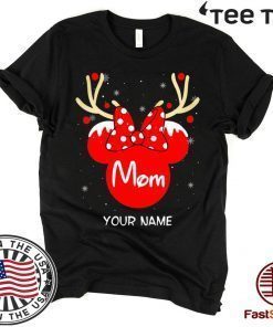 Custom Name Minnie Reindeer Mom Family Christmas Funny T-Shirt