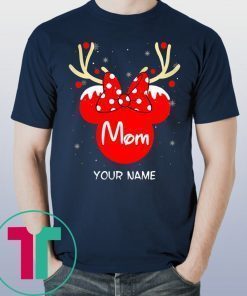 Custom Name Minnie Reindeer Mom Family Christmas Funny T-Shirt