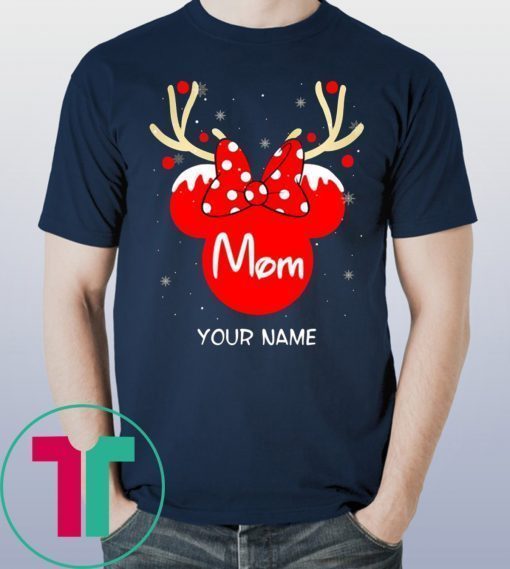 Custom Name Minnie Reindeer Mom Family Christmas Funny T-Shirt