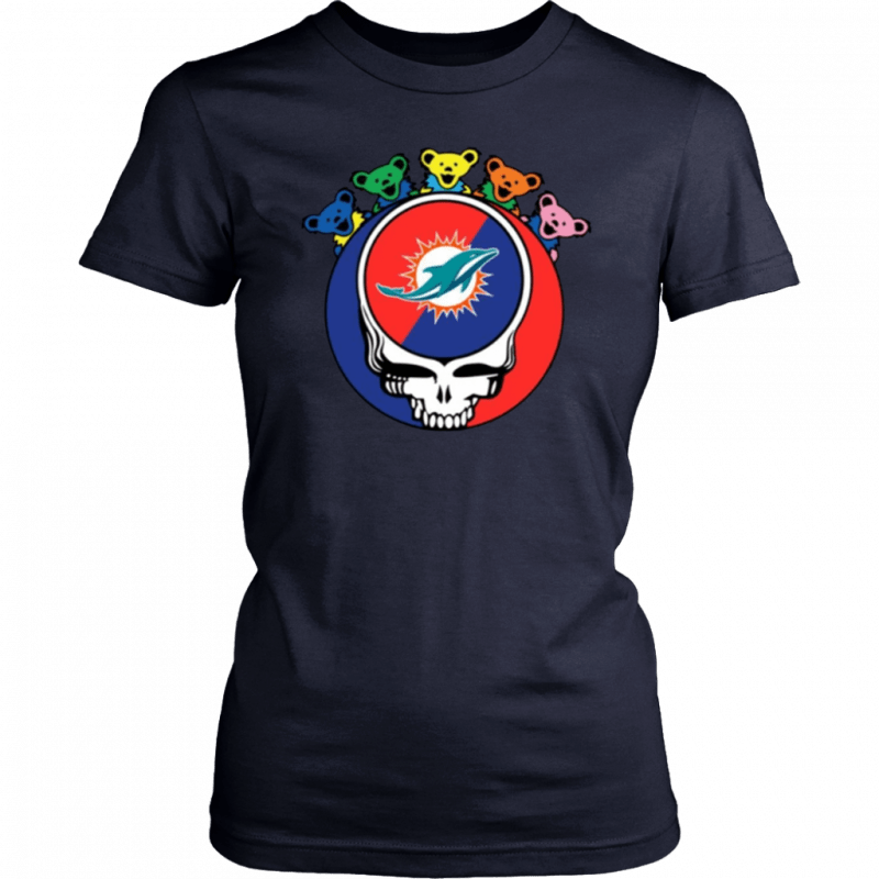 Grateful Dead Mixed With Miami Dolphins Cool Gift For Fans Tee Shirt