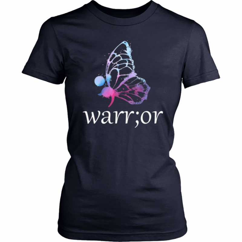 Semicolon Butterfly Warrior Suicide Prevention Awareness Nice Gift T-Shirt