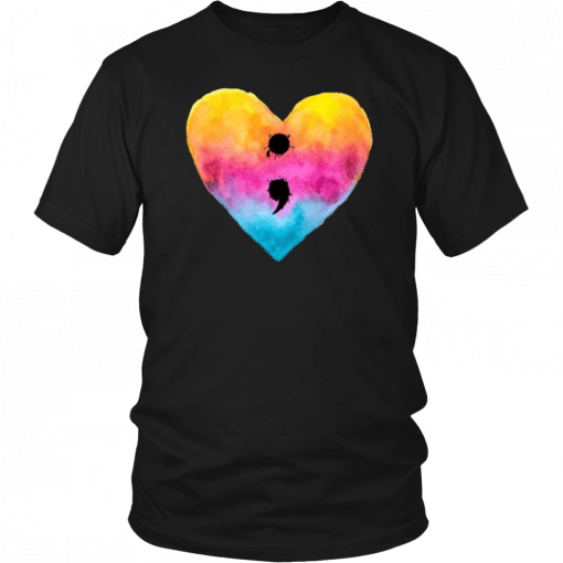 Semicolon Heart Mental Health Awareness Nice Gift Tee Shirt