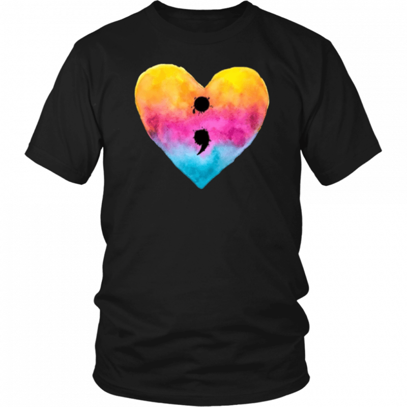 Semicolon Heart Mental Health Awareness Nice Gift Tee Shirt