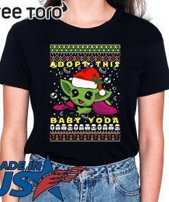 Adopt This Baby Yoda Santa Hat Ugly Christmas T-Shirt