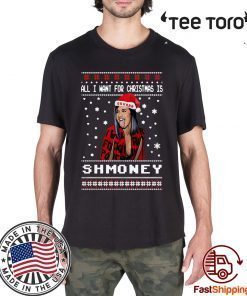 All I Want For Christmas Is Shmoney Cardi B Okurrr Ugly Christmas Funny T-Shirt