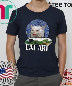 Angry yelling at confused cat at dinner table meme t-shirts