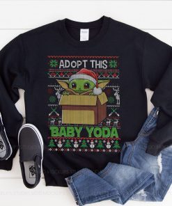 Baby Yoda Star Wars Ugly Christmas Sweater Star Wars The Mandalorian The Child Red Hue Portrait Hilarious Shirt Christmas Party hoodies