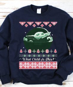 Baby Yoda Star Wars Ugly Christmas Sweater Star Wars The Mandalorian The Child Red Hue Portrait Hilarious Shirts Christmas Party T-Shirt