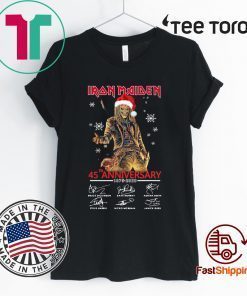 Iron Maiden Santa 45th anniversary 1975 2020 signatures Christmas Funny T-Shirt